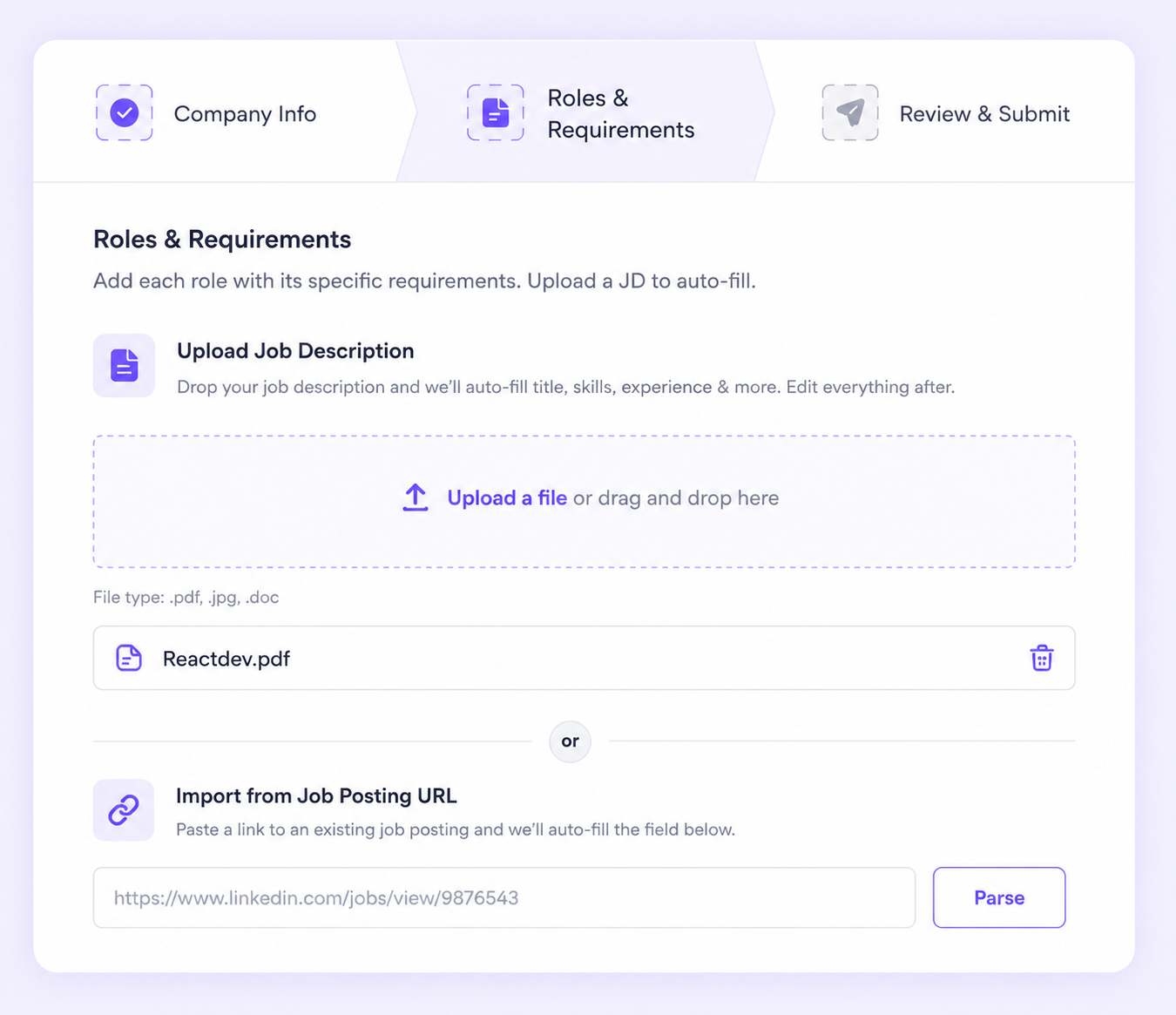 Role Intake Portal Preview